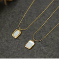 Retro Chaine Homme 18K Gold Plated Stainless Steel Geometric White Fritillaria Shell Clavicle Chain Necklace