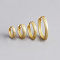 925 Sterling Silver Fine Jewelry Fashion Simple Sandblasted Ear Buckle Gold Plated Huggies Hoop Earrings Weddings Parties Gifts