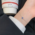 Elegant Fashion Pure 925 Sterling Silver Thin Chain Blue Zircon Ruby Charm Bracelets for Women Girls Jewelry