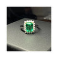 S925 Rings 7x9mm Lab Hydrothermal Emerald Stone Ring Small Moissanite Diamonds Fine Jewelry Ring