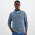 Cotton Custom  Design logo Long Sleeve Jumper Knit Top Pullover Knitwear Waffle Half Zip Knitted Men Wool Knitted Sweater