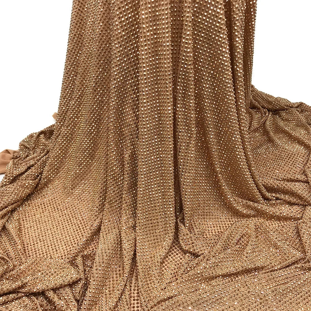 F001 Wholesale Crystal Mesh Fabric Hot Fix Rhinestone Tulle Fabric for Dresses