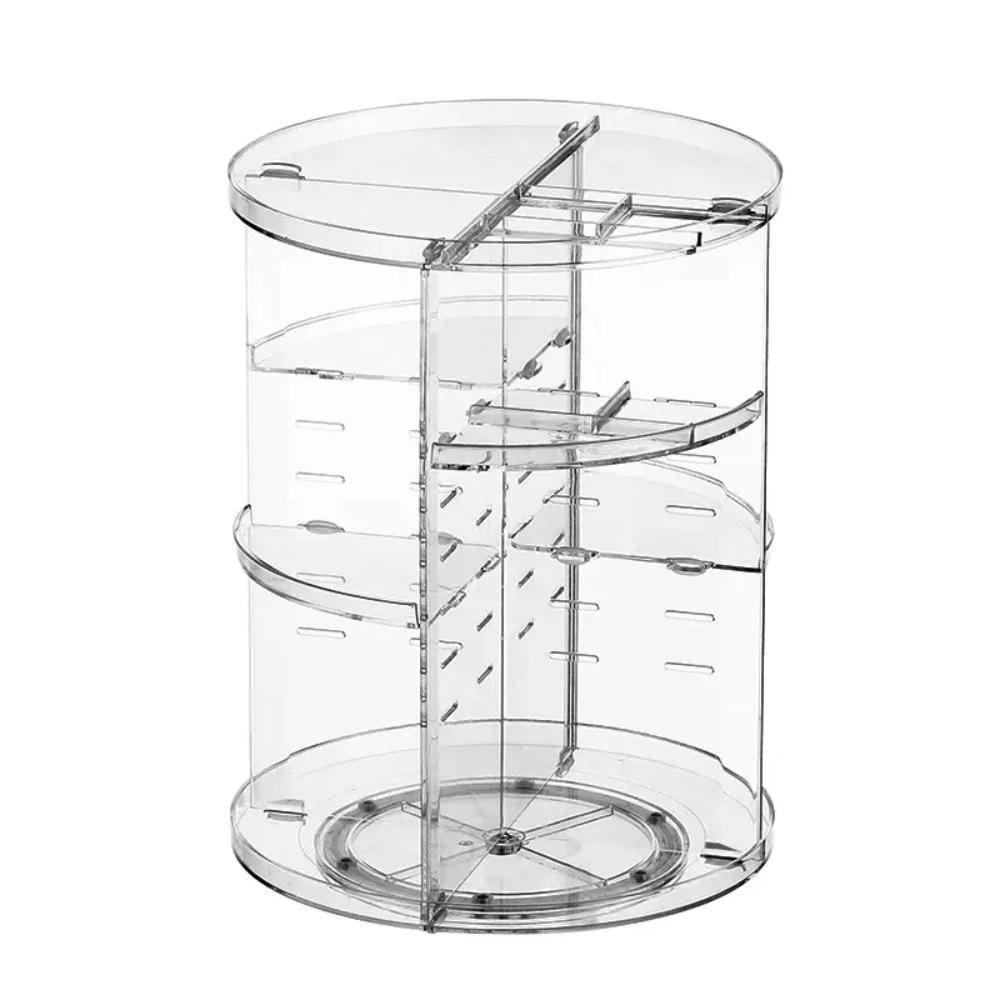 Bedroom Bathroom Spinning Countertop Transparent Cosmetic Storage Holder Shelf 360 Rotating Makeup Organizer