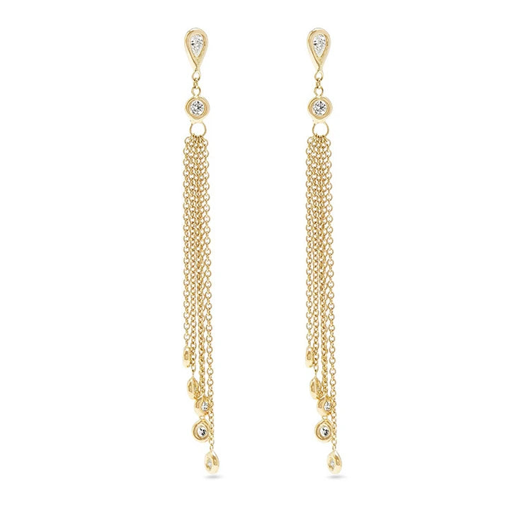 Gemnel Fashion Korea Style Women Jewelry 925 Silver Tassel Long Chain Earrings