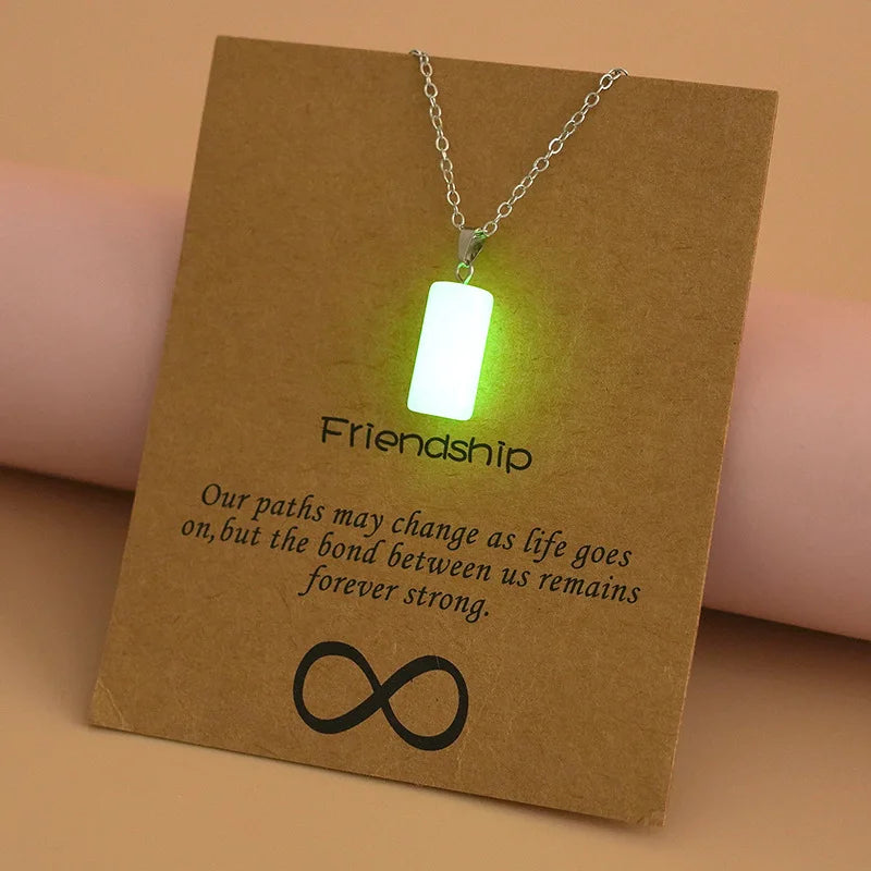 Glow Charms Trendy Brown Message Card Necklace Cylinder-Shaped Luminous Pendant Necklace
