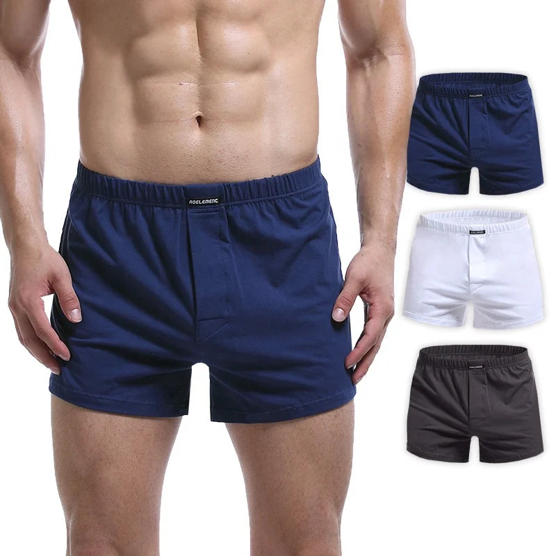 Mens Boxer Shorts Soft Stretch Knit Breathable Cotton Boys Men Underwear Boxers Long Panties Sleep Bottoms Plus Size