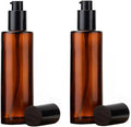 Custom 30ml 50ml Amber Glass Pump Bottles Flat Shoulder Refillable Spray for Skin Care Cream Essential Oil Perfume and Lotion