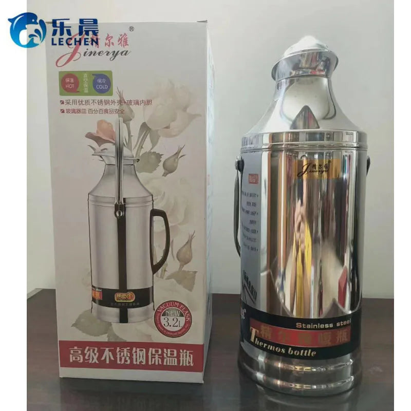 Stainless Steel Glass-lined Vacuum POTS Hold Water for Hot and Cold Thermos Flask Bottle Duck Bill Hot Water Bottle 3.2L