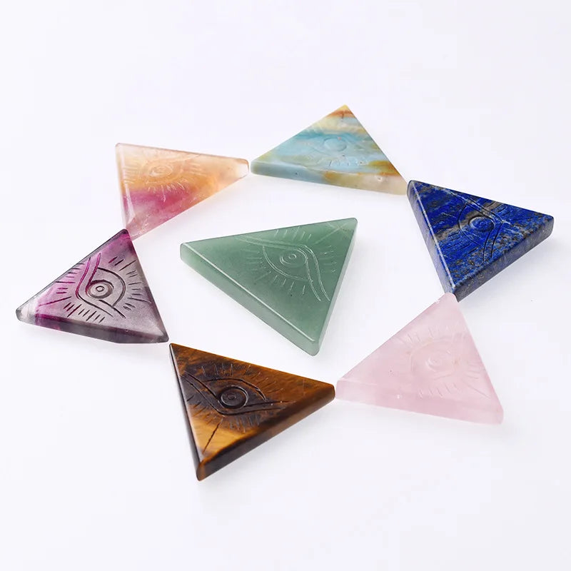 2026 Wholesale Handmade Folk Crafts Healings Quartz Triangle Evil Eyes Crafts for Decoration