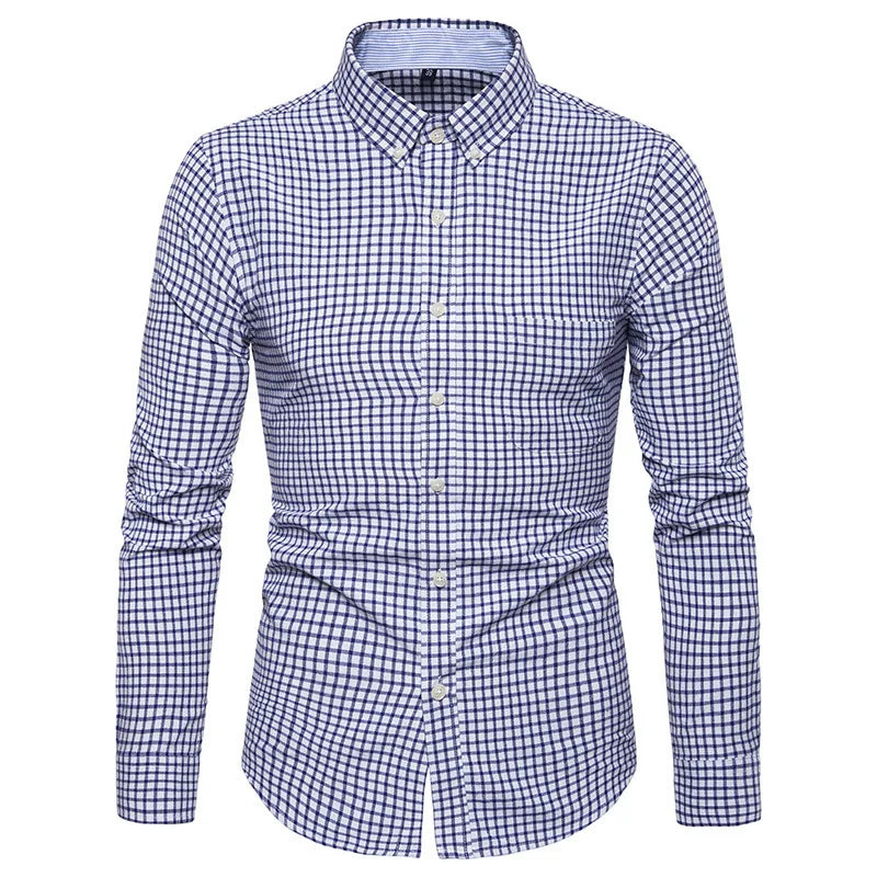 Spring and Autumn New Plaid Long-sleeved Shirt British Casual Business Men's ShirtD3