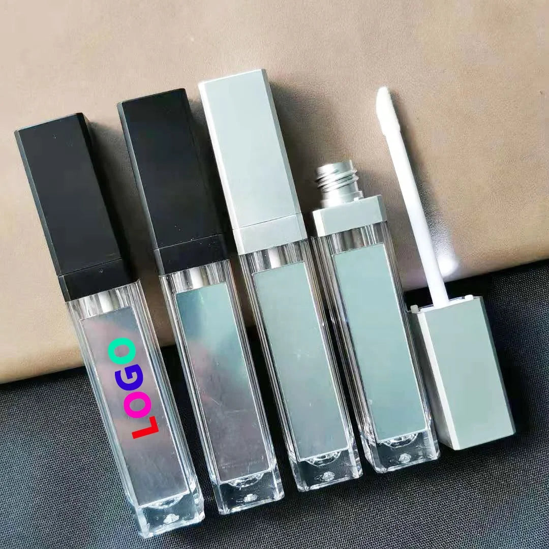 MOQ 50pcs Custom Logo Led Light Lip Glaze Packaging Empty Container 7ml Lip Gloss Tube Led Lip Gloss Container With Mirror
