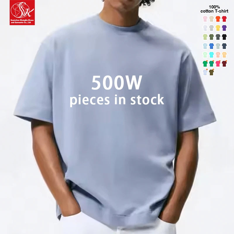 100% Cotton SK Unisex T-Shirt 180g Round-Neck Short-Sleeved Knitted Top Trendy Custom Print Pattern for Live Streaming