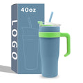 Custom 40oz Large Capacity Stainless Steel Laser Engraved Water Bottle Cup Coffee Car Tumbler With BPA Free Lid Handle and Straw