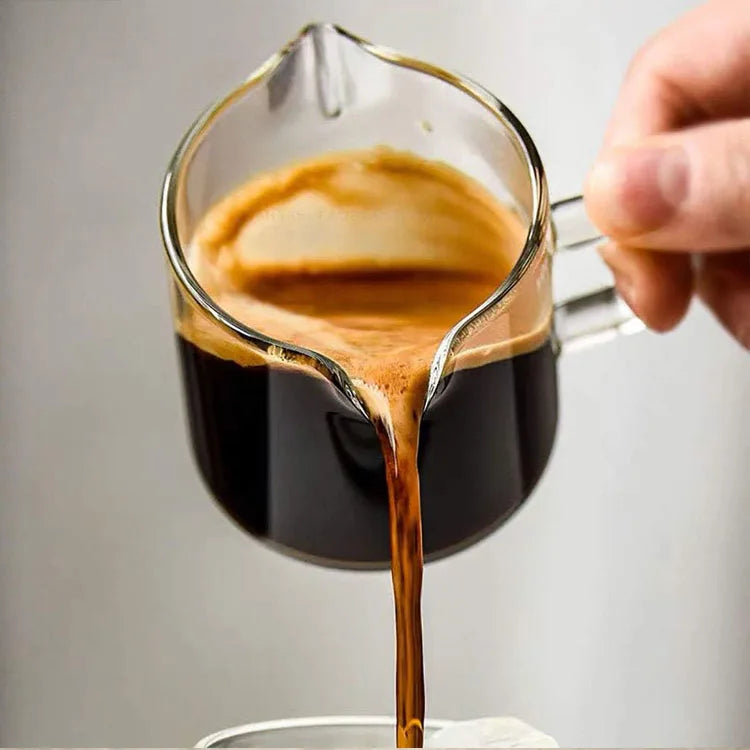 Glass Measuring Triple Pitcher Shot Glasses Espresso Cup Double Spouts Milk Clear Glass Cup for Coffee