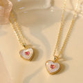 Hot Sale New Trendy Crystal Pink Gold Plated Brass Necklace Shell Heart Pendant Necklace for Women and Girls