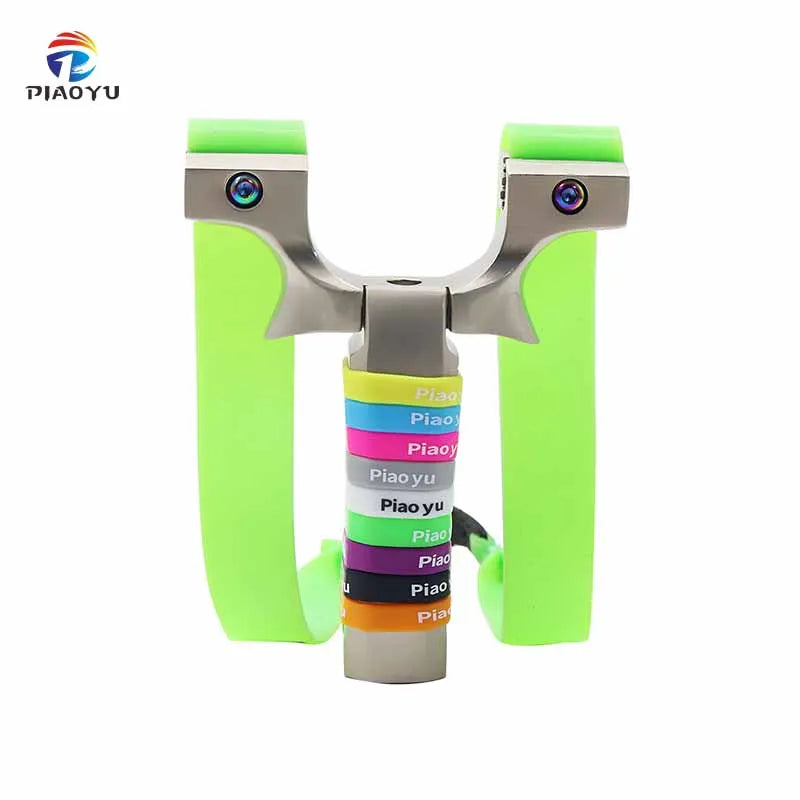 Piaoyu Alloy Slingshot with Flat Rubber Band for Outdoor Hunting Sports Flat Rubber Band Sling Shot Hunting Shooting Accessories