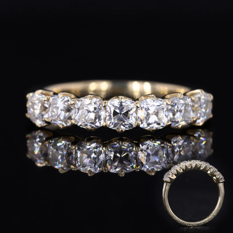 10k  Yellow Solid Gold Antique Cushion Old Mine Cut 3.5x3.5mm Half Setting Moissanite Ring