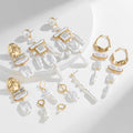 Vintage Baroque Earrings Jewelry Women Pearl Earrings Geometric Gold-plated Pearl Chain Pendant Earrings