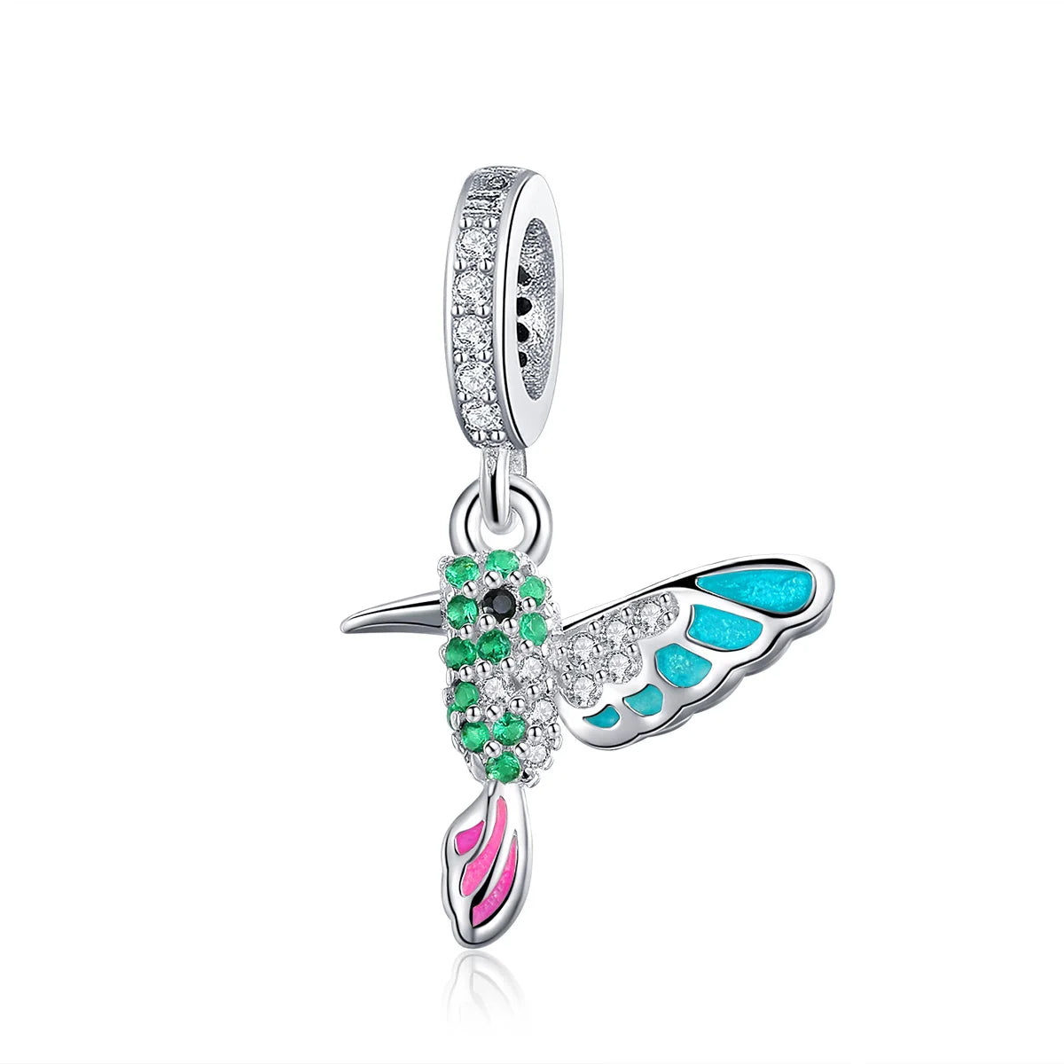 925 Sterling Silver Kingfisher Bird Dangles Charms Fit Bracelet & Necklace Pendant Fashion Delicate Jewelry SCC991