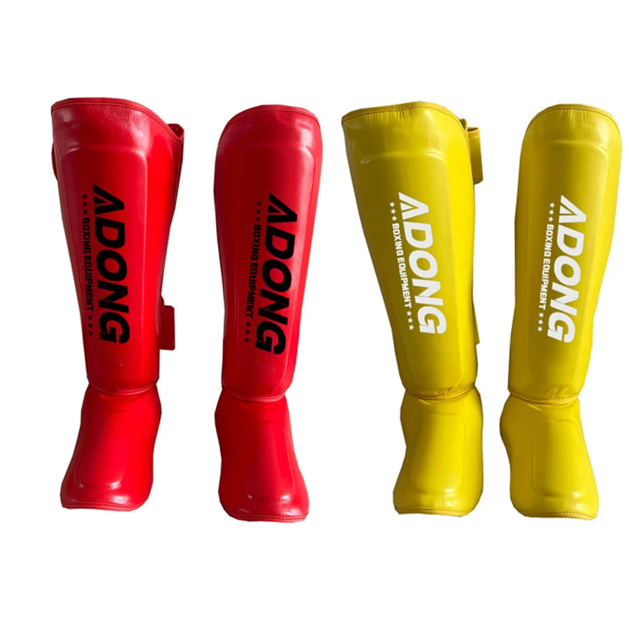 AIDONG High Quality Shin & Instep Guard Leather Kick Boxing Training Custom Wholesale Shin Pads