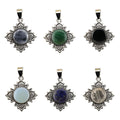 Natural Gem Four Leaf Vintage Alloy Base Pendant DIY Jewelry Making Natural Healing Gem Christmas Gift