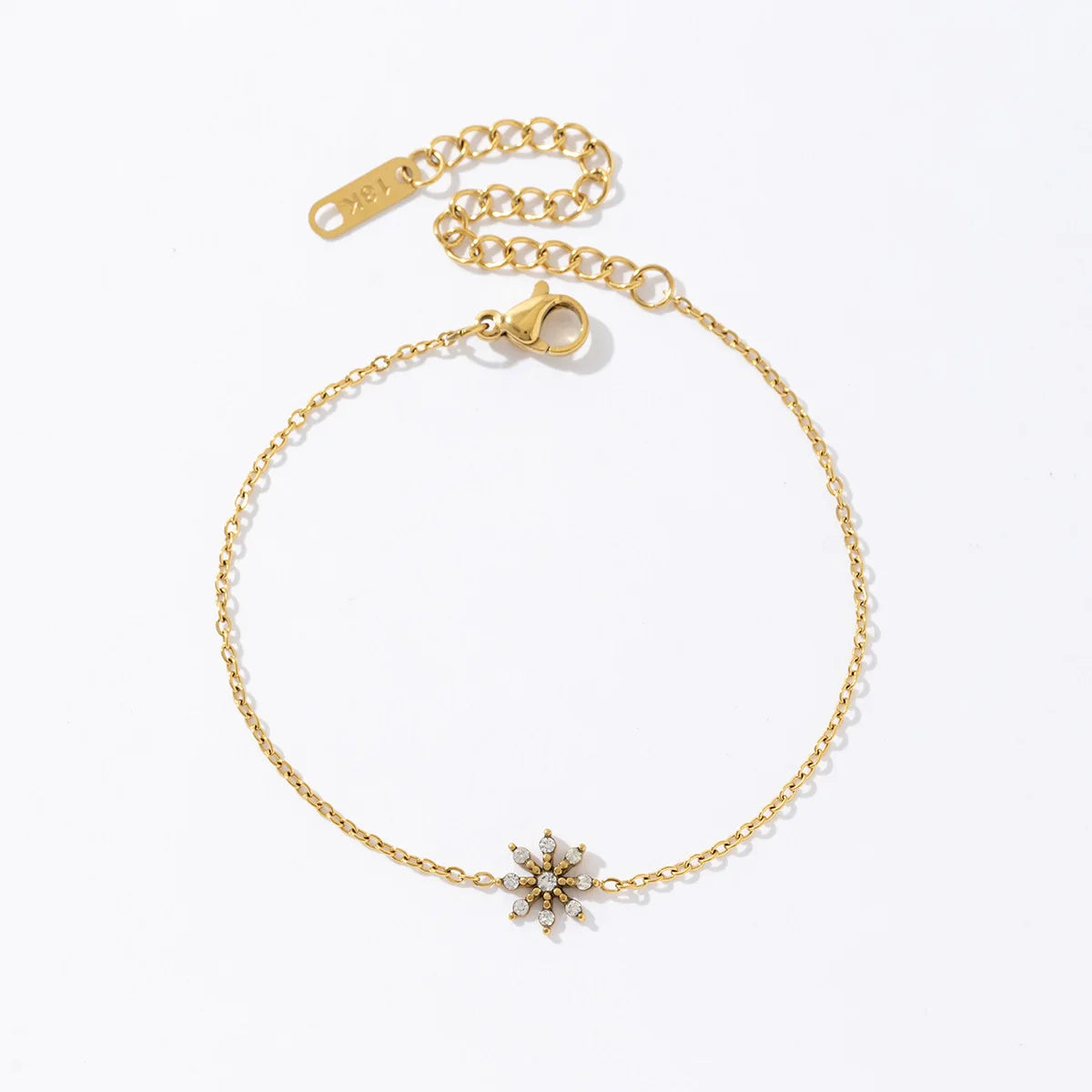 Fashion Minimalist Jewelry Dropshipping 18K Gold Plated Pave Zircon Sunburst Snowflake Bracelet