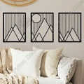 Putuo Decor Sunshine Black Minimalist Wooden Wall Art Mountain Modern Living Room Bedroom Home Decor