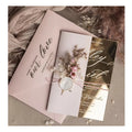 Luxury Elegant Blush Pink Mirror Glamour Save the Date Clear Plexi Wedding Invitations Card Velvet Envelope