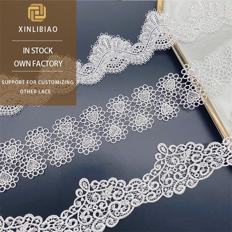 Polyester Sequin Lace Wedding Dress Dress Dress Glossy Lace Clothing Accessories Water-soluble Embroidery Lace