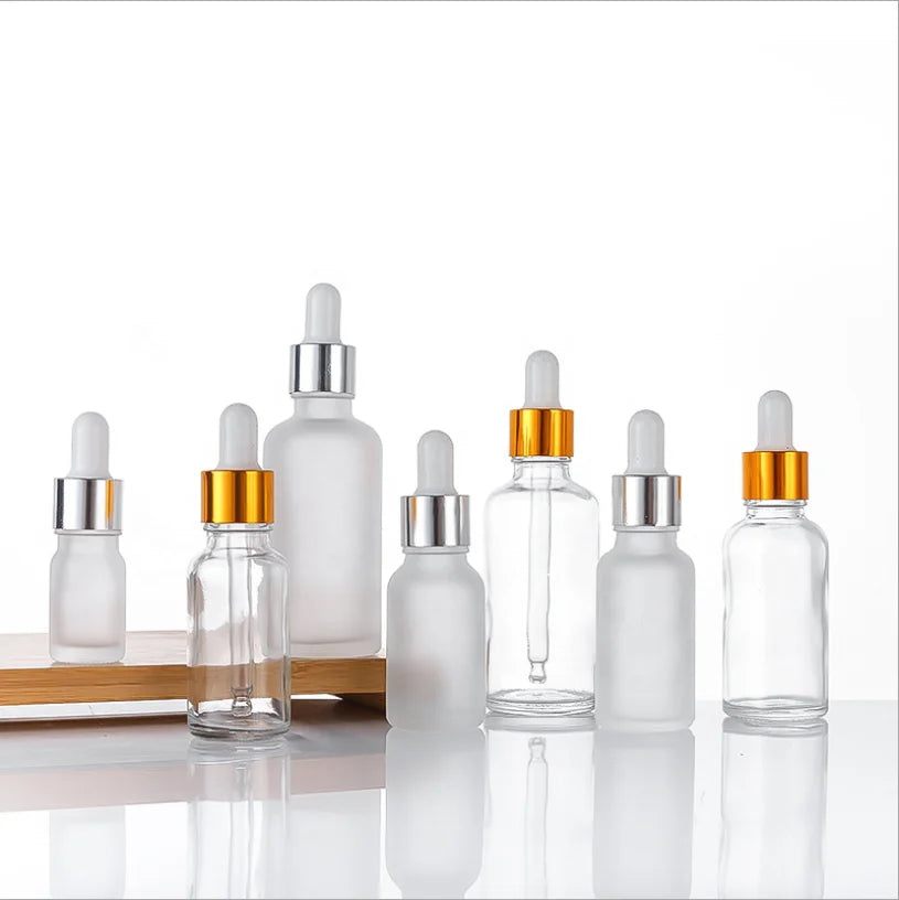 Clear Frosted Glass Dropper Bottles 5ml-100ml 100pcs Screen Printing Carton Packaging