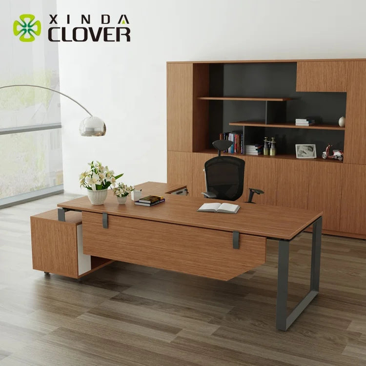 Factory Wholesale L Shape Executive Desk Solid Wood Director Table Modern Office Boss Desk