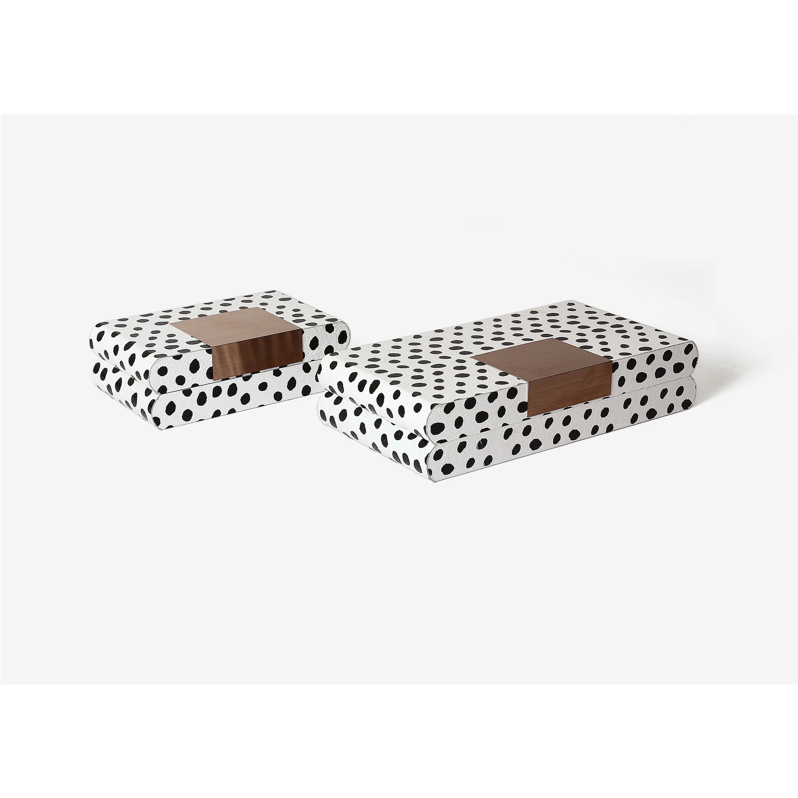 Luxurious and Fashionable Wooden Gift Box Black and White Dot Leather Home Decoration Jewelry Storage Box