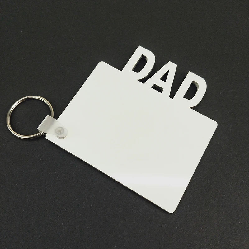 3 Inch Sublimation Wood MDF Dad Photo Frames with Keychain for Custom Father's Day Gifts