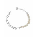 Freshwater White Pearls with Paperclip Link Chain Bracelet in 925 Sterling Silver Asymmetric Bracelets