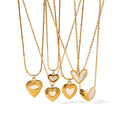 French Ins Style Stainless Steel 18K Gold Plated Classic Love White Shell Pendant Necklace Hypoallergenic Female Jewelry