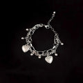 SSeeSY Pulsera Custom Heart Charm Cuban Link Chain Cross Bracelet Double Layers Jesus Silver Plated Bracelet Valentines Day Gift