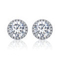 925 Sterling Silver 4 Carat Round Cut CZ Stud Earrings for Women Halo Bridal Bridesmaid Wedding Fashion Jewelry Gift SCE358
