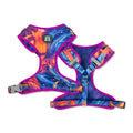 MIDEPET Luxury Adjustable Pet Dog Harness Designer Double Side Print Reflective Glow Padded Feature for Glow in the Dark Outings