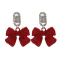 Crystal Rhinestone Luxury Red Bow Women Earrings Jewelry