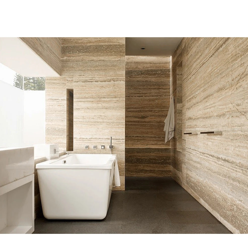 Custom Floor Tile Marble Stone Slab Spain Beige Travertine 24x24 Travertine Tiles