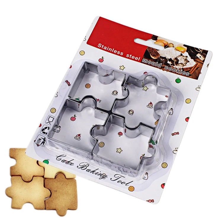 Baking Pastry Tools Stainless Steel Jigsaw Puzzle Shape Biscuit Cookie Cutter Mold Set
