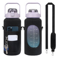 Custom Logo Neoprene 64 oz Motivational Time Marker Jug Water Bottle Cover Carrier Holder Sleeve Bag with Shoulder Strap