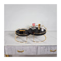 14 Inch Round Brass Handle Makeup Valet Storage Holders Racks Marble Tray