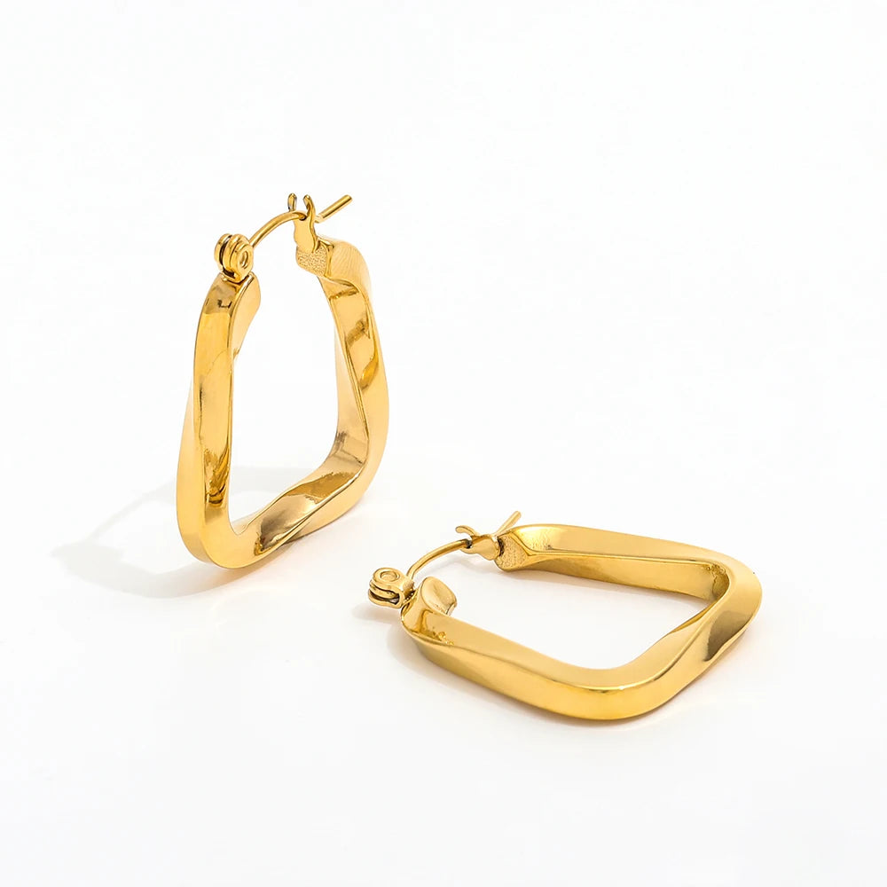 JOOLIM  High End  Tarnish Free Waterproof 18K Gold Plated Big Hoop Earring Statement Jewelry