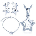 925 Silver Fine Jewelry Set Star Ear Cuffs Bracelets Necklaces for Wedding Gift Engagement Anniversary with Zircon Main Stone MegaBDM