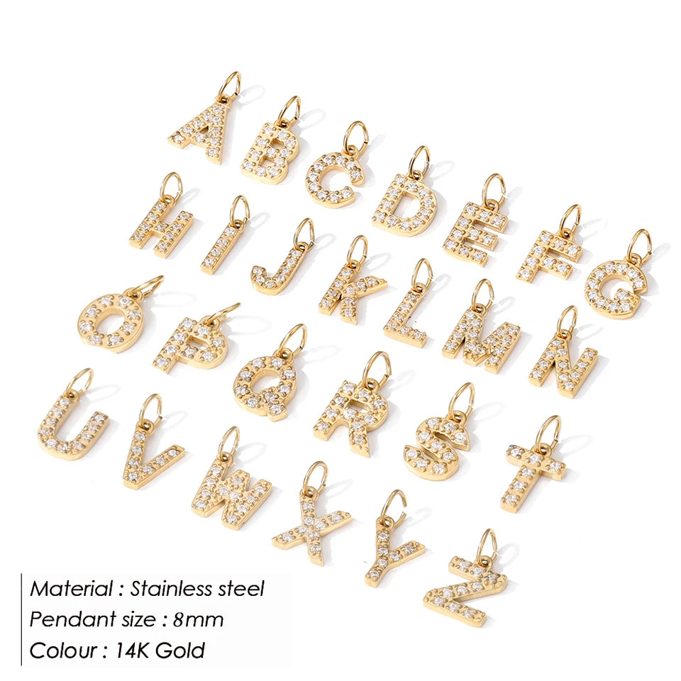 EManco Diamond Alphabet Pendant for Women DIY Necklace Bracelet Jewelry Making Anniversary Gift Customized Name