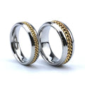 Best Price Engagement Use Steped Edge Gold Brass Chain Braided Inlay Titanium Forged Ring