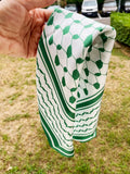 Green Kuffiyah Head Bandana Kuffiyeh Neck Scarf for Palestine Lady Screen Printed Arab Keffiyeh Scarf 53x53cm