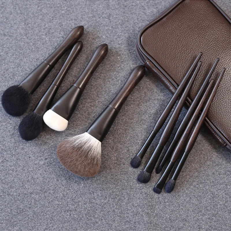 Top Quality Animal Hair Vegan fox Hair Luxury Make up Brush Ebony Handle Foundation Private Private Label Makeup Brush Set