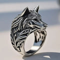 Retro Man Jewelry Wolf Head Opened Rings Personality Hip Hop Vintage Wolf Head Trendy Man Rings Gift Anillo Colgante Masculino